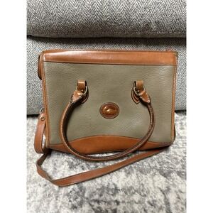 Vintage Dooney and Bourke Authenic Green and Tan Trim Satchel Crossbody